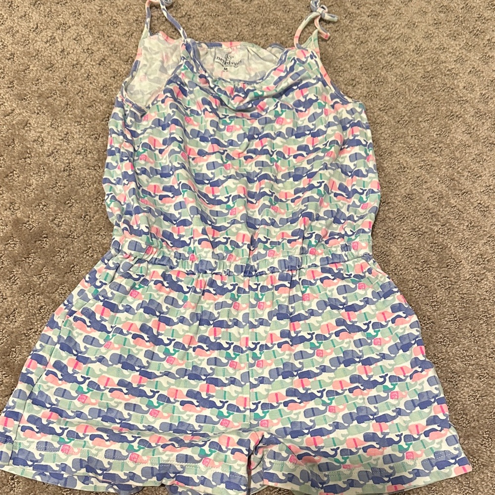 Vineyard Vines Kids Whale Pattern Romper - Blue, Pink, Green size 10-12
